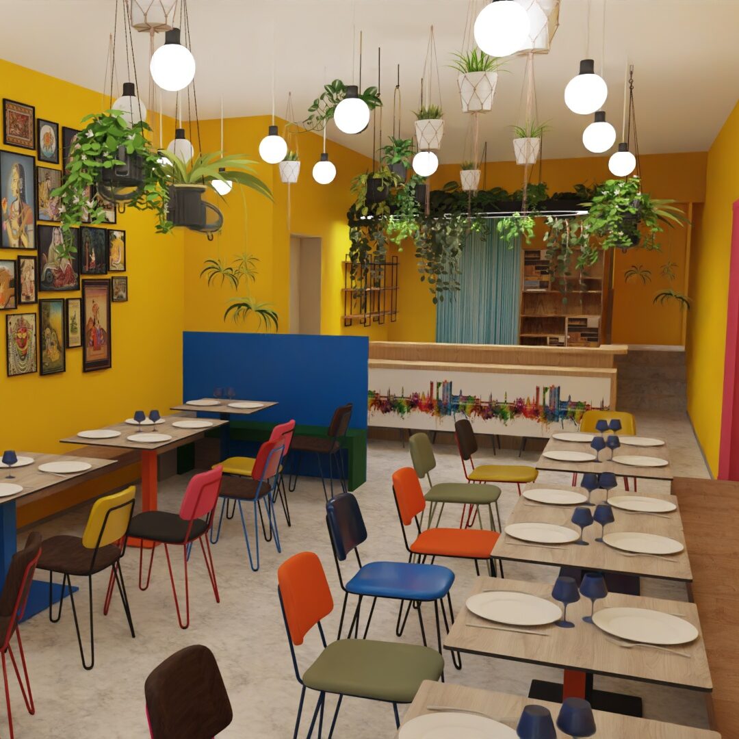 Gestaltung eines indischen Restaurants in 3D
